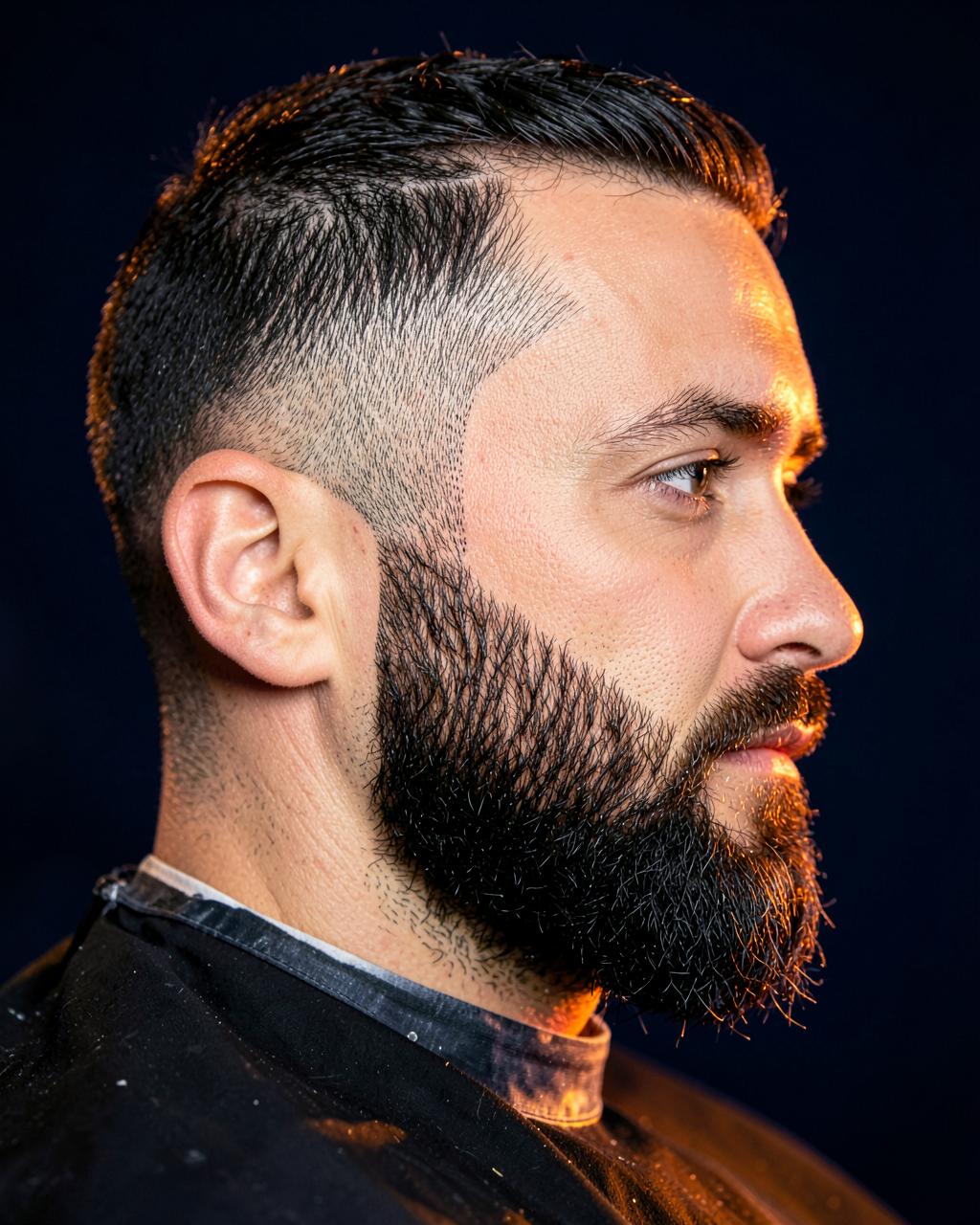 Freshly shaped beard and clean cheek line